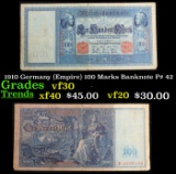 1910 Germany (Empire) 100 Marks Banknote P# 42 Grades vf++