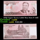 2009 Upper Korea 5,000 Won Note P: 66S Grades Gem+ CU