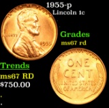 1955-p Lincoln Cent 1c Grades GEM++ Unc RD