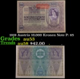 1919 Austria 10,000 Kronen Note P: 65 Grades Select AU