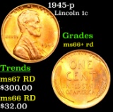 1945-p Lincoln Cent 1c Grades GEM++ RD