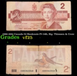 1986-1991 Canada $2 Banknote P# 94b, Sig. Thiessen & Crow Grades vf+