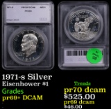 Proof 1971-s Silver Eisenhower Dollar $1 Graded pr69+ DCAM BY SEGS