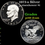 Proof 1973-s Silver Eisenhower Dollar $1 Grades GEM++ Proof Deep Cameo