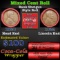 Mixed small cents 1c orig shotgun roll, 1924-p Lincoln Cent, 1920-p Lincoln Cent other end, Coca-Col