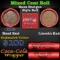 Mixed small cents 1c orig shotgun roll, 1916-p Lincoln Cent, 1936-s Lincoln Cent other end, Coca-Col