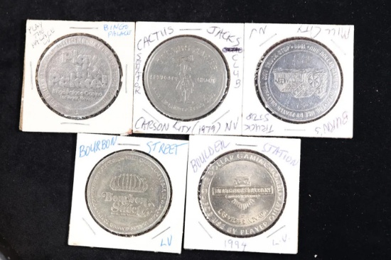 Lot of 5x Various Vintage Gaming Tokens Grades