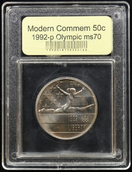 1992-p Olympics Modern Commem Half Dollar 50c Graded ms70, Perfection By USCG