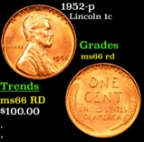 1952-p Lincoln Cent 1c Grades GEM+ Unc RD