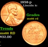 1958-p Lincoln Cent 1c Grades GEM+ Unc RD