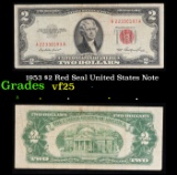 1953 $2 Red Seal United States Note Grades vf+