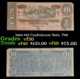 1864 $10 Confederate Note, T68 Grades vf++