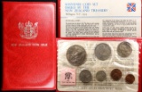 1974 New Zealand Treasury Uncirculated 7 Coin Set in Original Holder