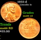1955-d Lincoln Cent 1c Grades GEM+ Unc RD
