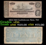 1864 $20 Confederate Note, T67 Grades vf++