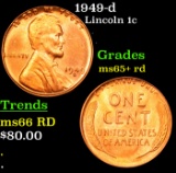 1949-d Lincoln Cent 1c Grades Gem+ Unc RD