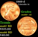 1969-d Lincoln Cent 1c Grades GEM++ RD