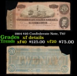 1864 $20 Confederate Note, T67 Grades xf details