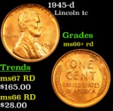 1945-d Lincoln Cent 1c Grades GEM++ RD