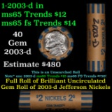 Shotgun Jefferson 5c roll, 2003-d 40 pcs Cointainer Wrapper