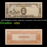 1943 Philippines Under Japanese occupation 5 Peso Note P# 110A Grades vf+