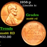 1958-p Lincoln Cent 1c Grades GEM+ Unc RD