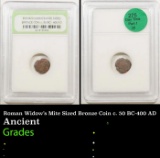 Roman Widow's Mite Sized Bronze Coin c. 50 BC-400 AD Graded BY INB