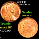 1954-p Lincoln Cent 1c Grades Gem+ Unc RD