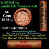 Shotgun Lincoln 1c roll, 1975-d 50 pcs Brinks Wrapper.