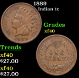1889 Indian Cent 1c Grades xf