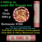 Shotgun Lincoln 1c roll, 1981-p 50 pcs Federal Reserve Wrapper.
