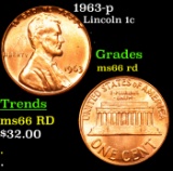 1963-p Lincoln Cent 1c Grades GEM+ Unc RD