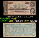 1864 $20 Confederate Note, T67 Grades vf++
