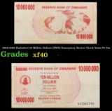 2006-2008 Zimbabwe 10 Million Dollars (ZWN) Emergency Bearer Check Notes P# 55a Grades xf
