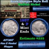Buffalo Nickel Shotgun Roll in Old Bank Style 'Abbott Coin Counter & Automat' Wrapper 1937 & p Mint