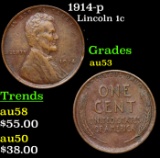 1914-p Lincoln Cent 1c Grades Select AU
