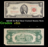 1953B $2 Red Seal United States Note Grades vf+