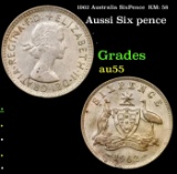 1962 Australia SixPence  KM: 58 Grades Choice AU