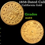 1858-Dated California Gold Souvenir Token Grades Choice Unc