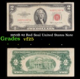 1953B $2 Red Seal United States Note Grades vf+