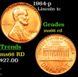 1964-p Lincoln Cent 1c Grades GEM+ Unc RD