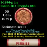 Shotgun Lincoln 1c roll, 1974-p 50 pcs Bank Wrapper.