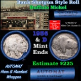 Buffalo Nickel Shotgun Roll in Old Bank Style 'Abbott Coin Counter AutoMat ' Wrapper 1936 & d Mint E