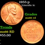 1955-p Lincoln Cent 1c Grades GEM+ Unc RD