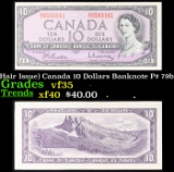 1961-1971 (1954 Modified Hair Issue) Canada 10 Dollars Banknote P# 79b, Sig. Beattie & Rasminsky Gra