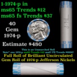 Shotgun Jefferson 5c roll, 1974-p 40 pcs Bank Wrapper