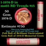 Shotgun Lincoln 1c roll, 1974-d 50 pcs American Fletcher Wrapper.