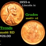 1955-s Lincoln Cent 1c Grades Gem+ Unc RD