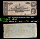 1864 $20 Confederate Note, T67 Grades vf++