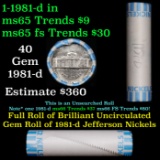 Shotgun Jefferson 5c roll, 1981-d 40 pcs Bank Wrapper
